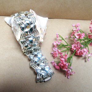 Elegant Vintage CORO Large Link Bracelet Silver Tone Geometric Wrap Mid Century